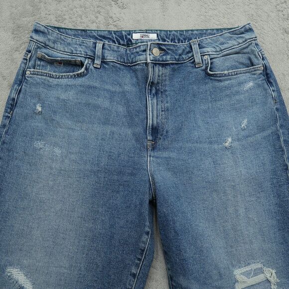 Tommy Jeans Women's 16 Blue High-Rise Denim Pants 27" Inseam Distressed - Picture 10 of 16